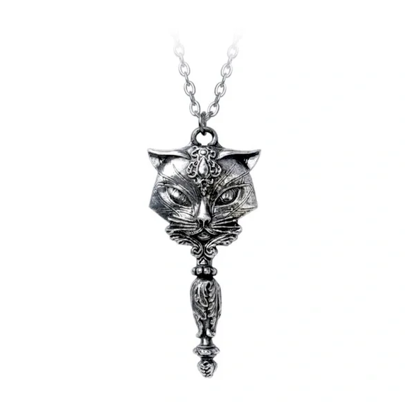 Alchemy gothic cat mirror necklace - Picture 5 of 5